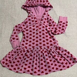 GAP Pink Hoodie Dress with Red Heart Print